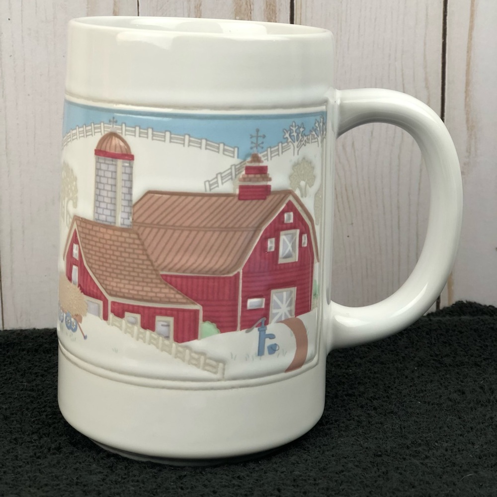 Vintage Otagiri Large Winter Farmhouse Coffee Hot Chocolate Mug- 5” tall - EUC